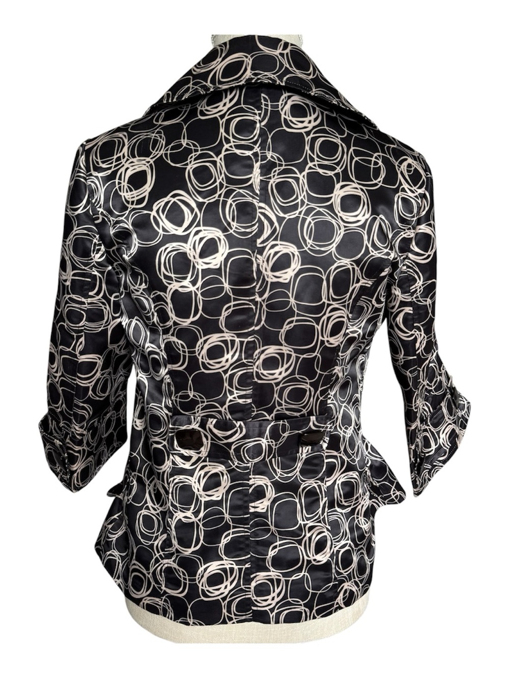 Marc Jacobs Vintage Y2K Black Cream 100% Silk Double-Breasted Statement Blazer - Picture 3 of 10